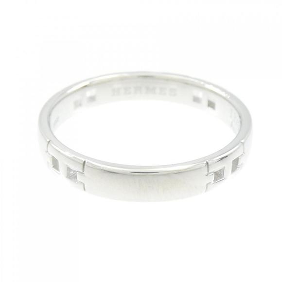 HERMES White Gold Band Ring Size 8.75 (US) 59 (EU) 19 (JP) - Picture 2 of 4